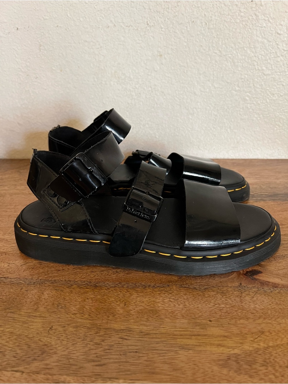 Dr Martens Gryphon Patent Leather Gladiator Sandals - Women's Size 11 Black